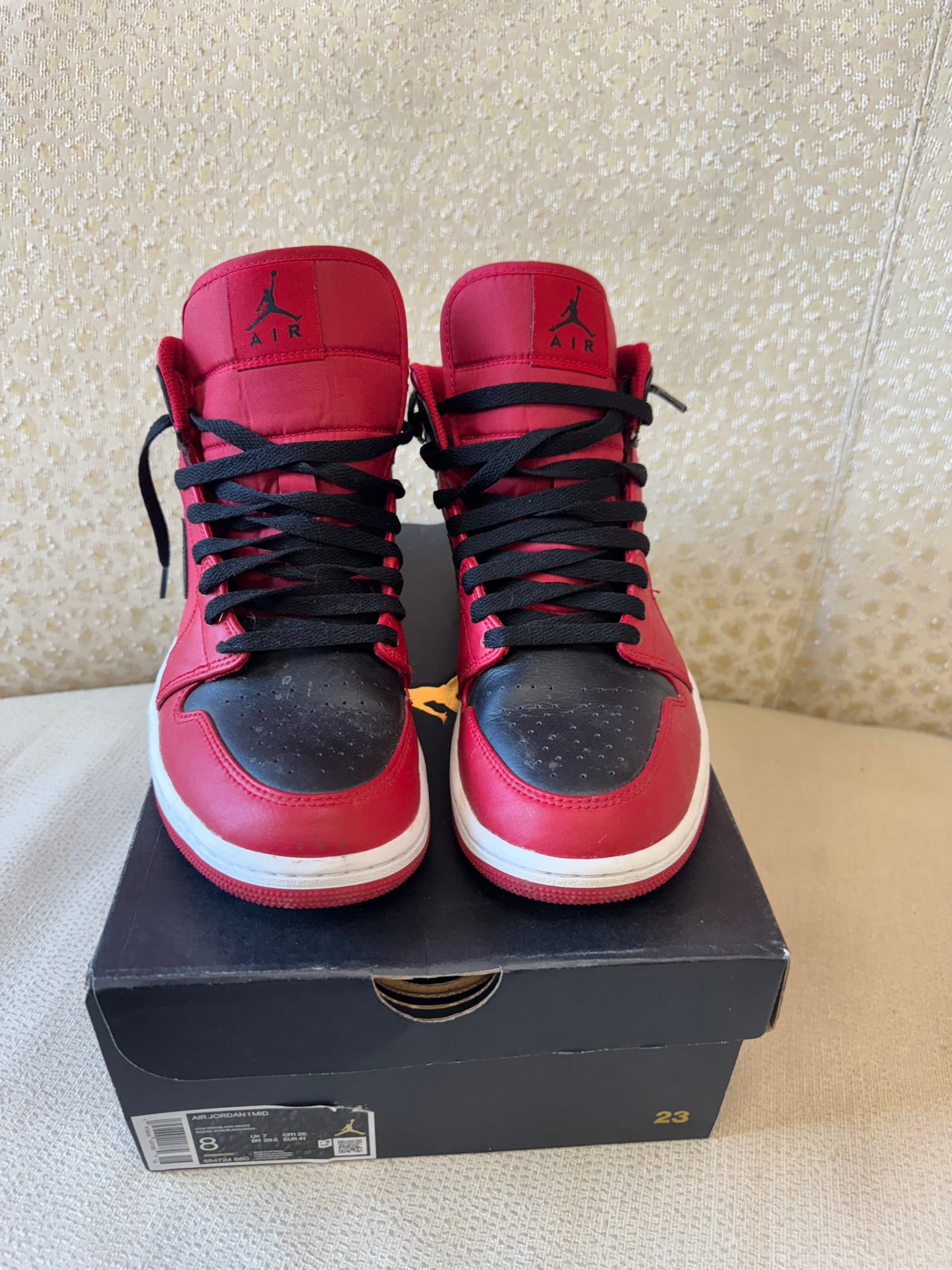 Nike Air Jordan 1, Red, Black, White size 8