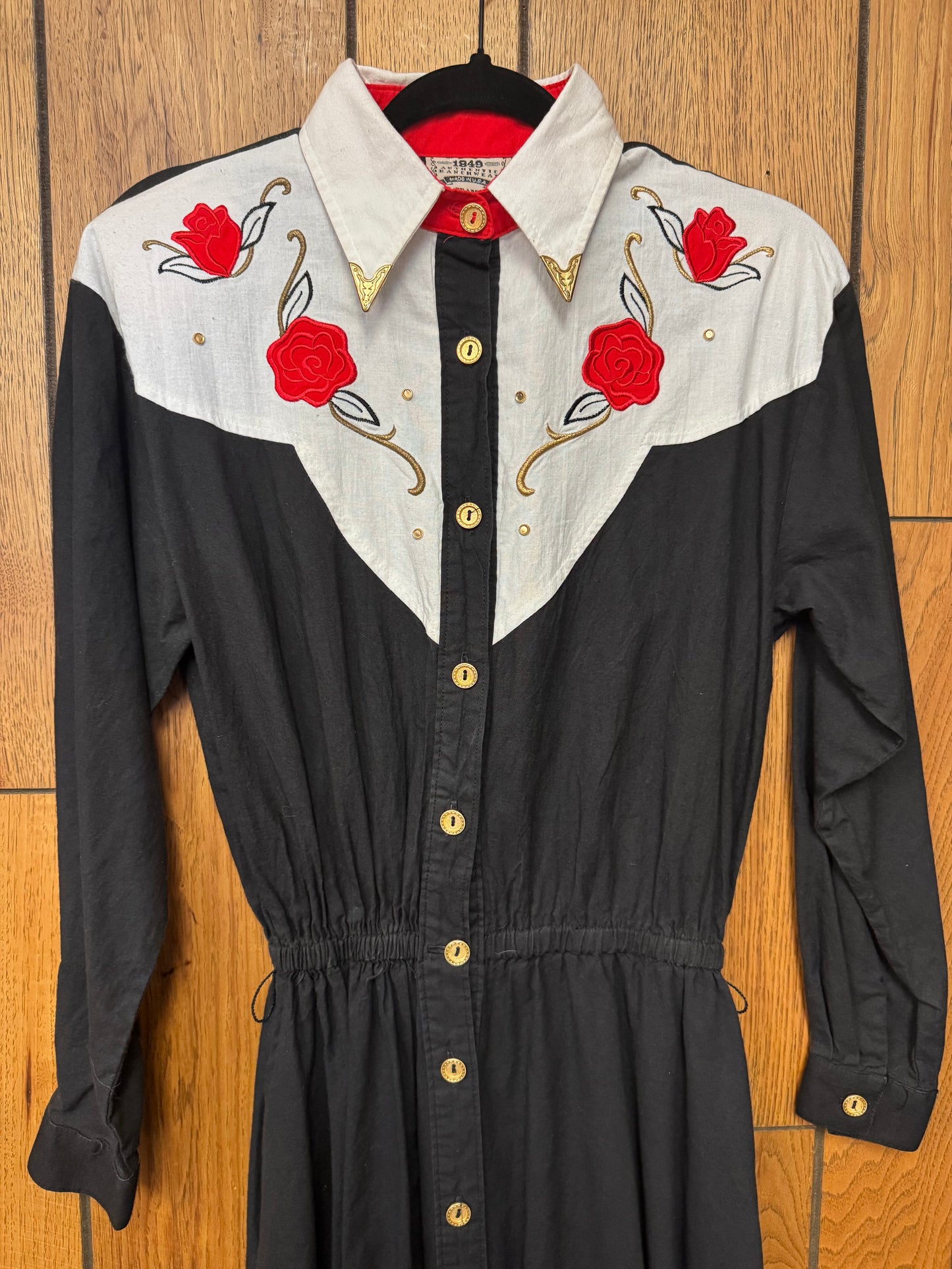 Vintage Western Dress with Roses