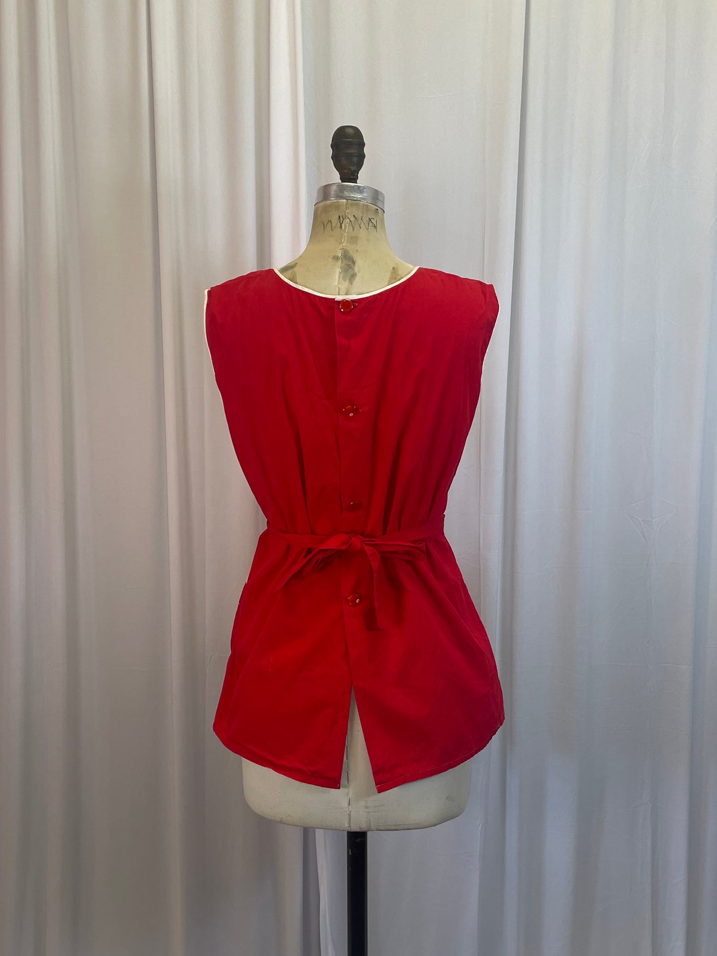 Vintage 50’s/60’s Red Apron-style Top, sz m