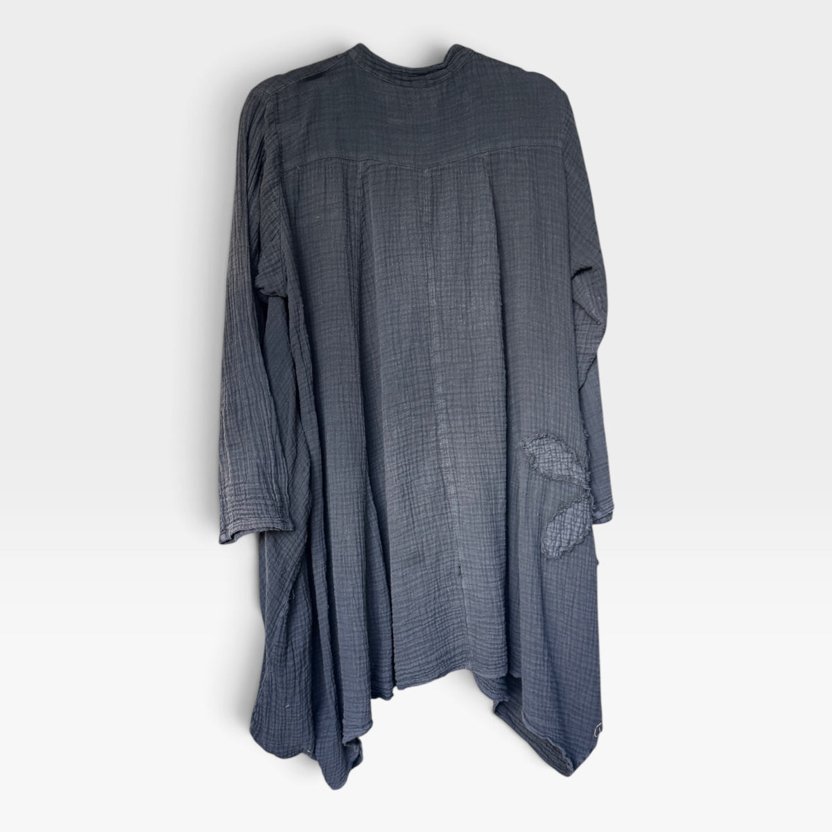 100% Cotton Flowy Gauzy Boho Tunic Dress, Asymmetric Hem, Size L/XL