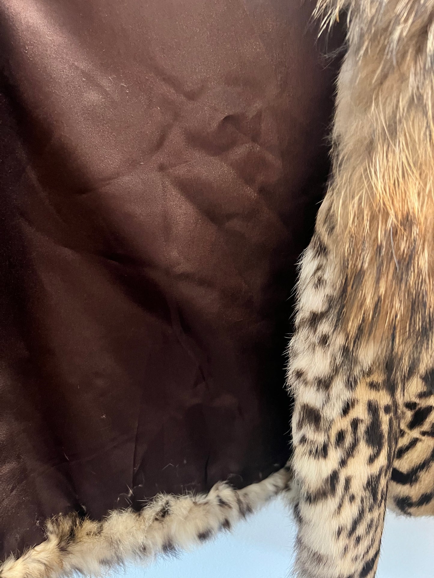 Adrienne Landau Leopard Print Rabbit/Raccoon Fur Coat - size L