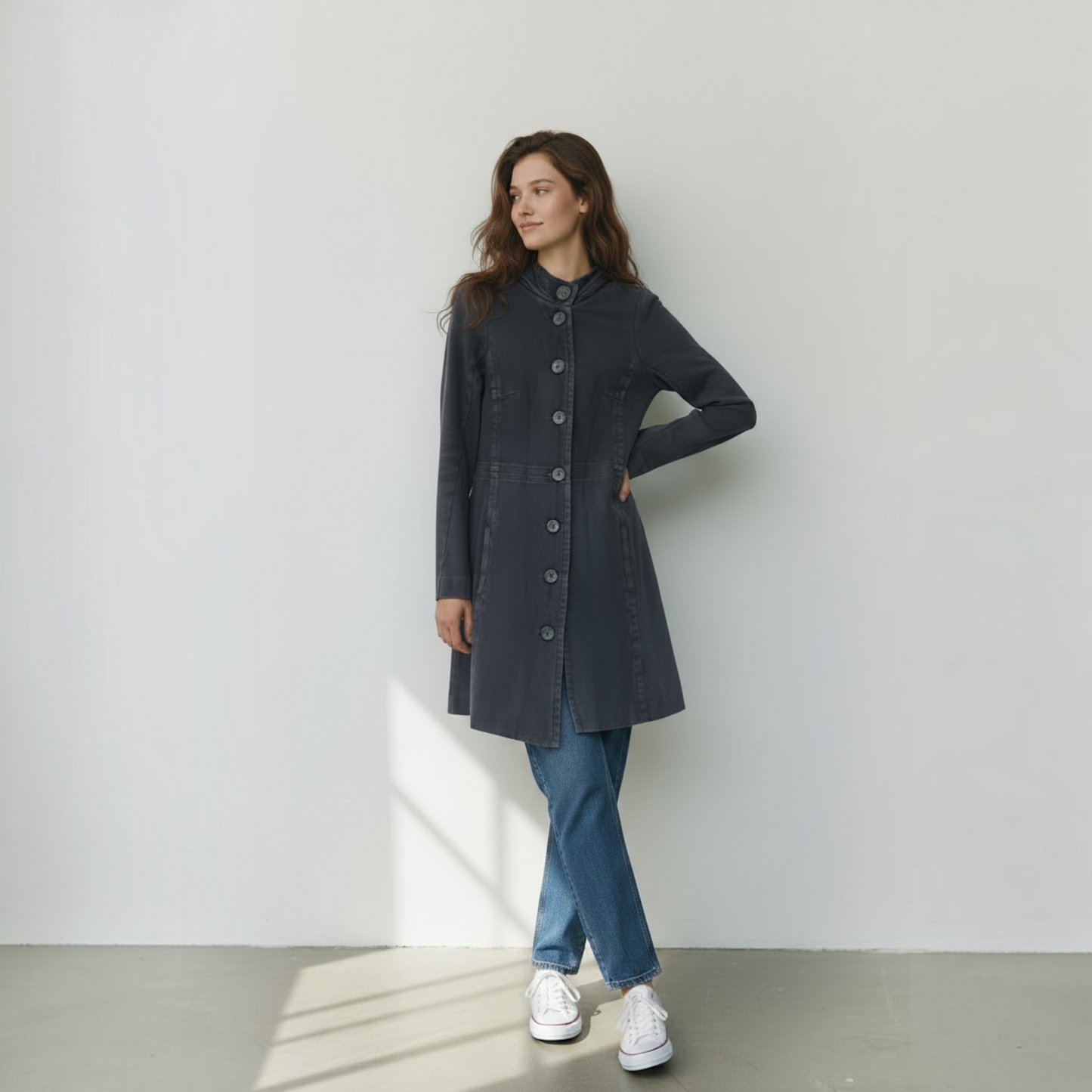 James Perse Vintage Long Hooded Sweatshirt Coat / Jacket, Size 1 (S)