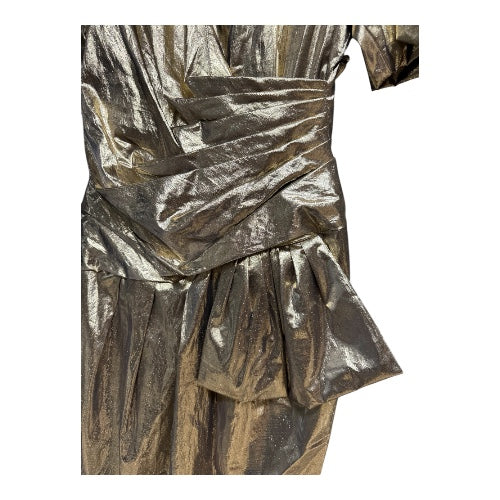 80’s Puff Sleeve Gold Cocktail Dress, size m