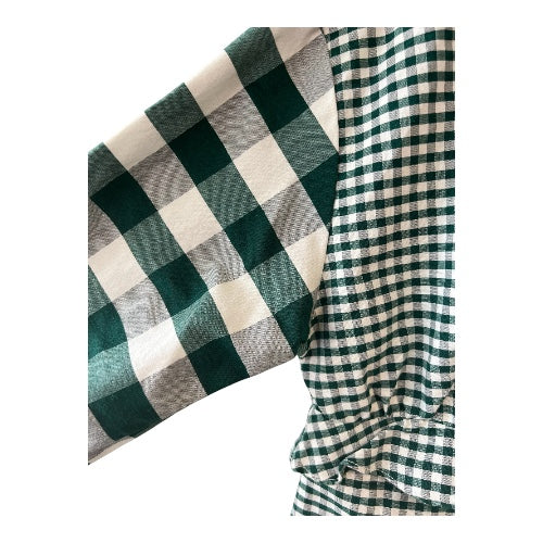 Zara Green Gingham/Plaid Button-down Top, size s
