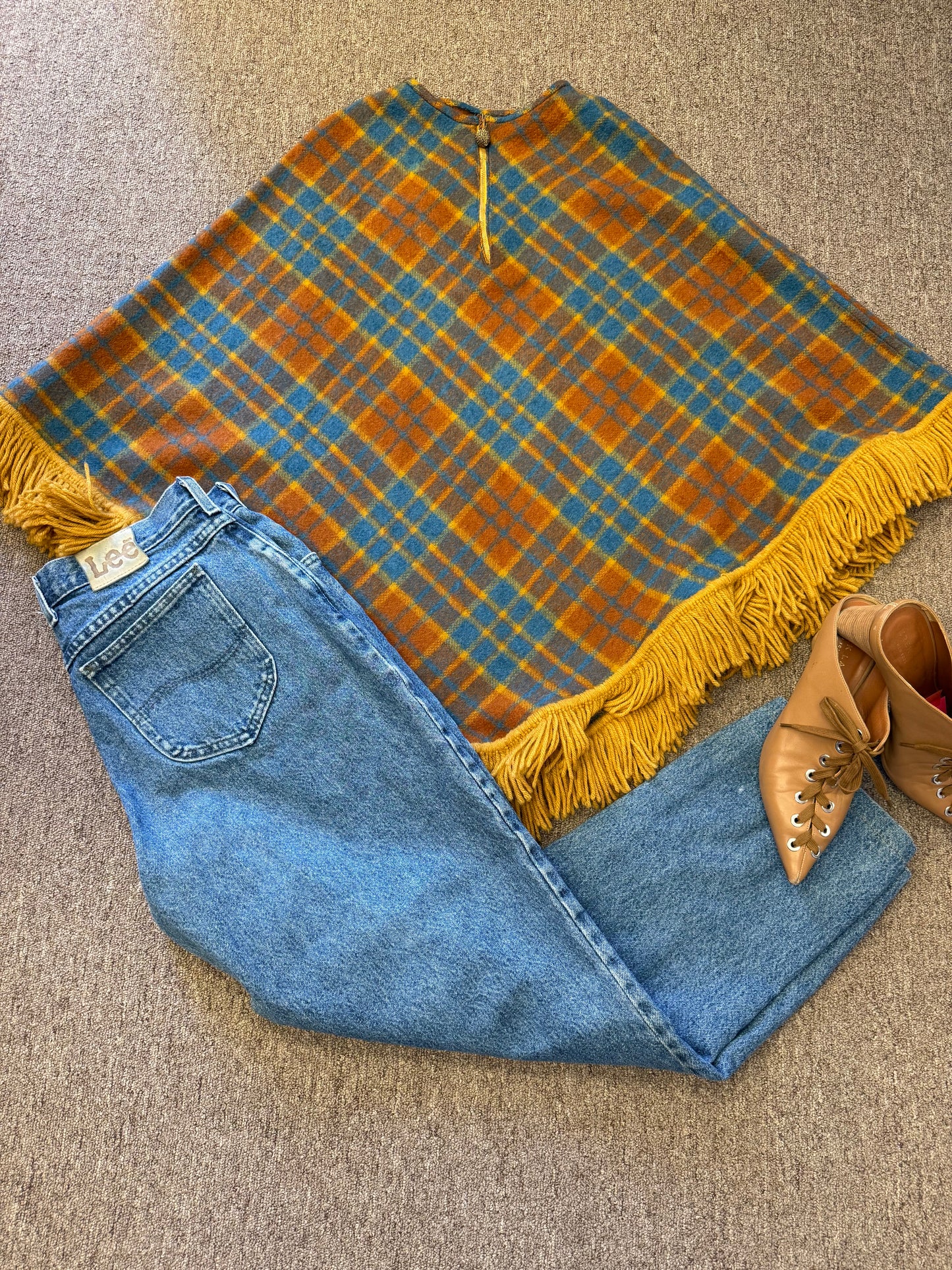 Vintage 60s/70s Fall Plaid Poncho
