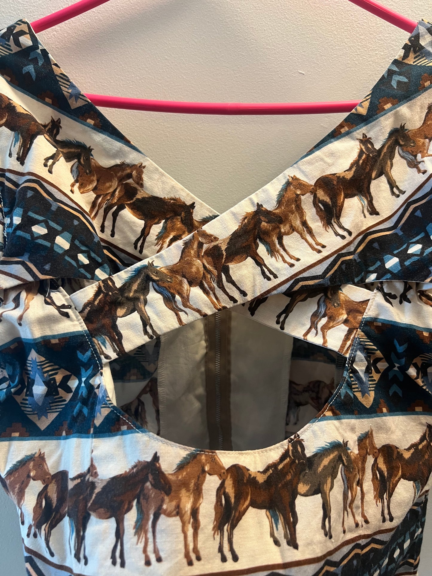 Western/Equestrian Print Crisscross Back Top