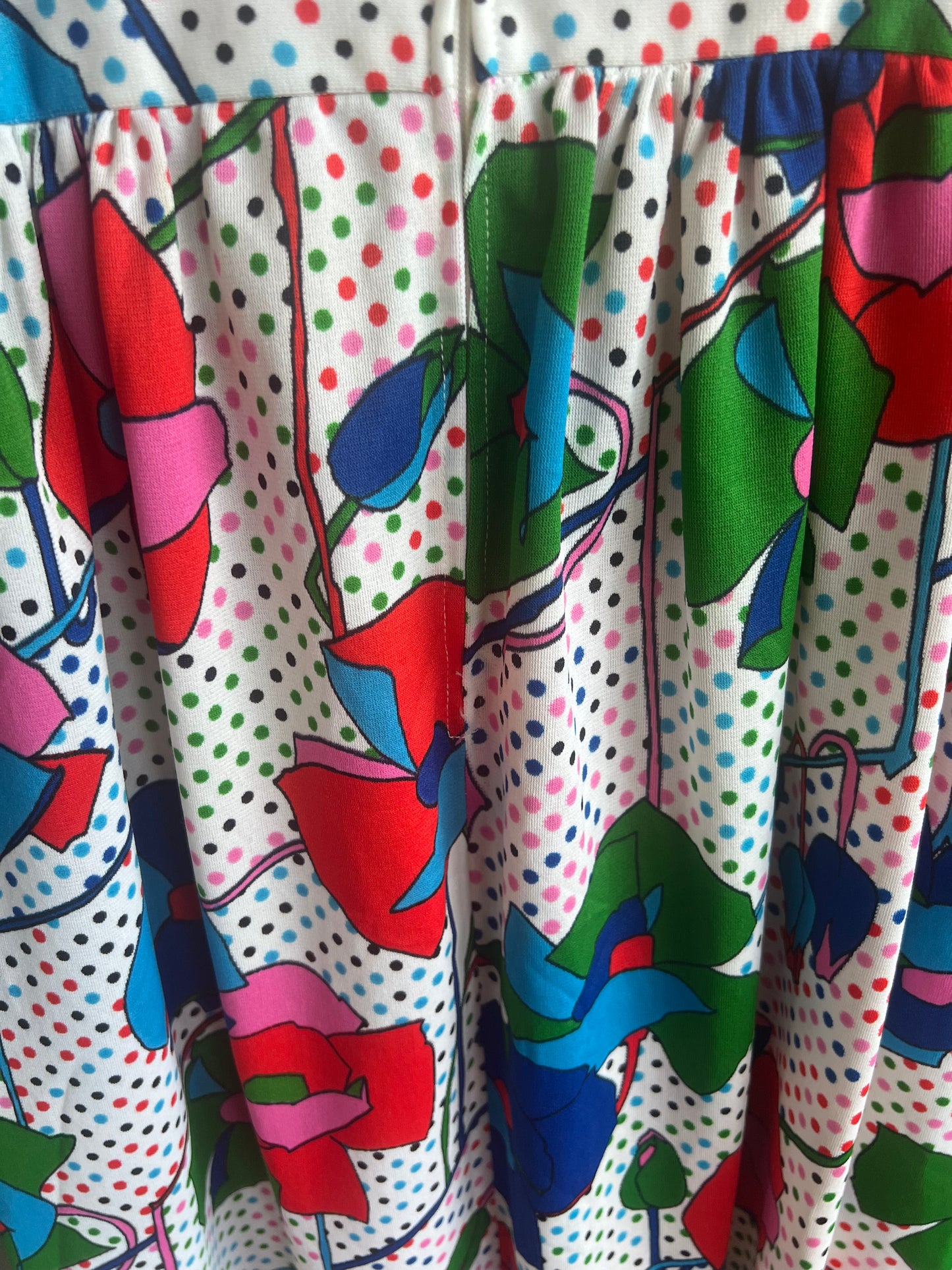 60s / 70s Vintage Ankle-Length Bright Floral Dress, Size S