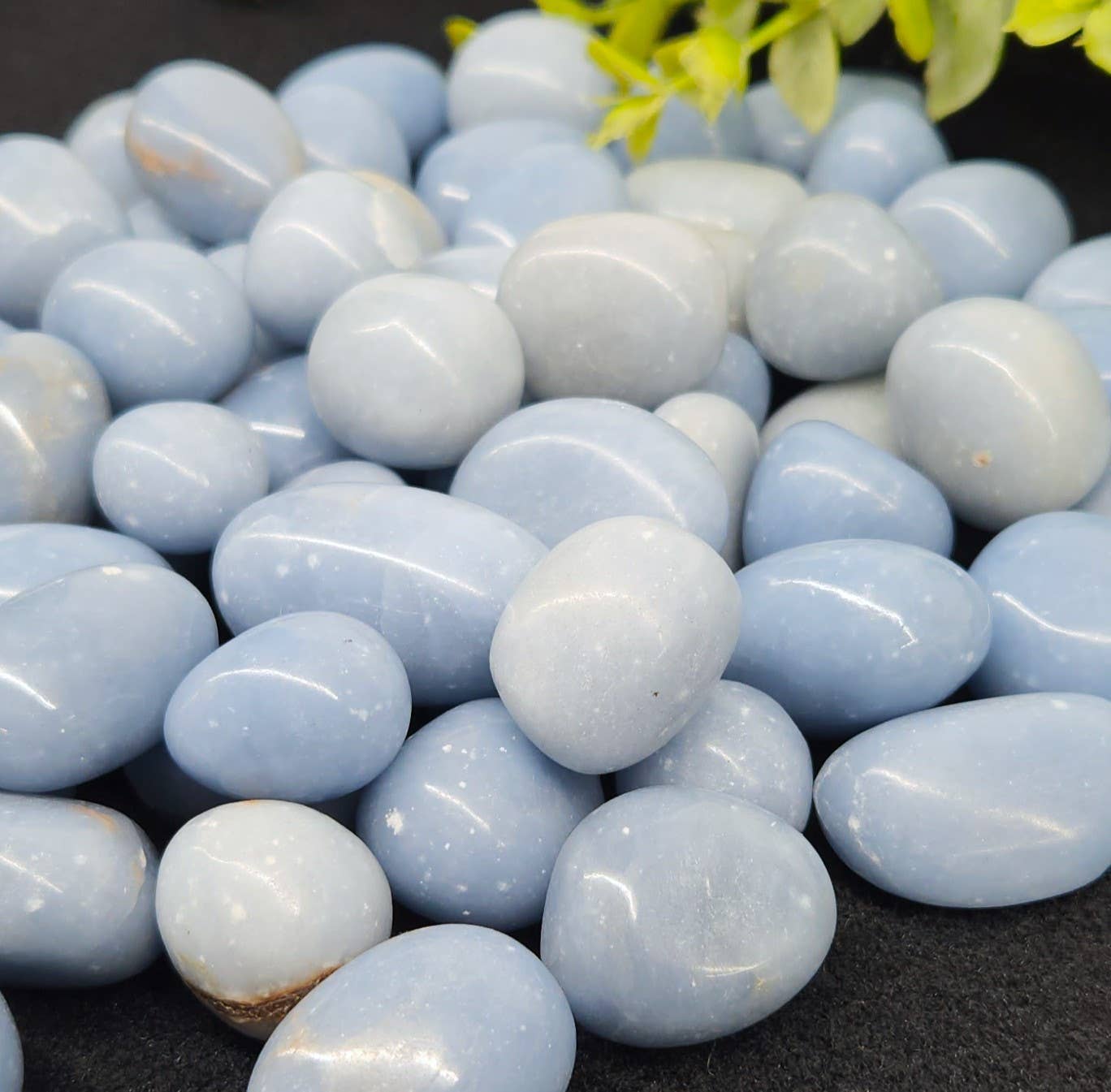 Angelite Tumbled Stone for Serenity/Connecting with Higher Realms (+ Dirty Witch pouch)