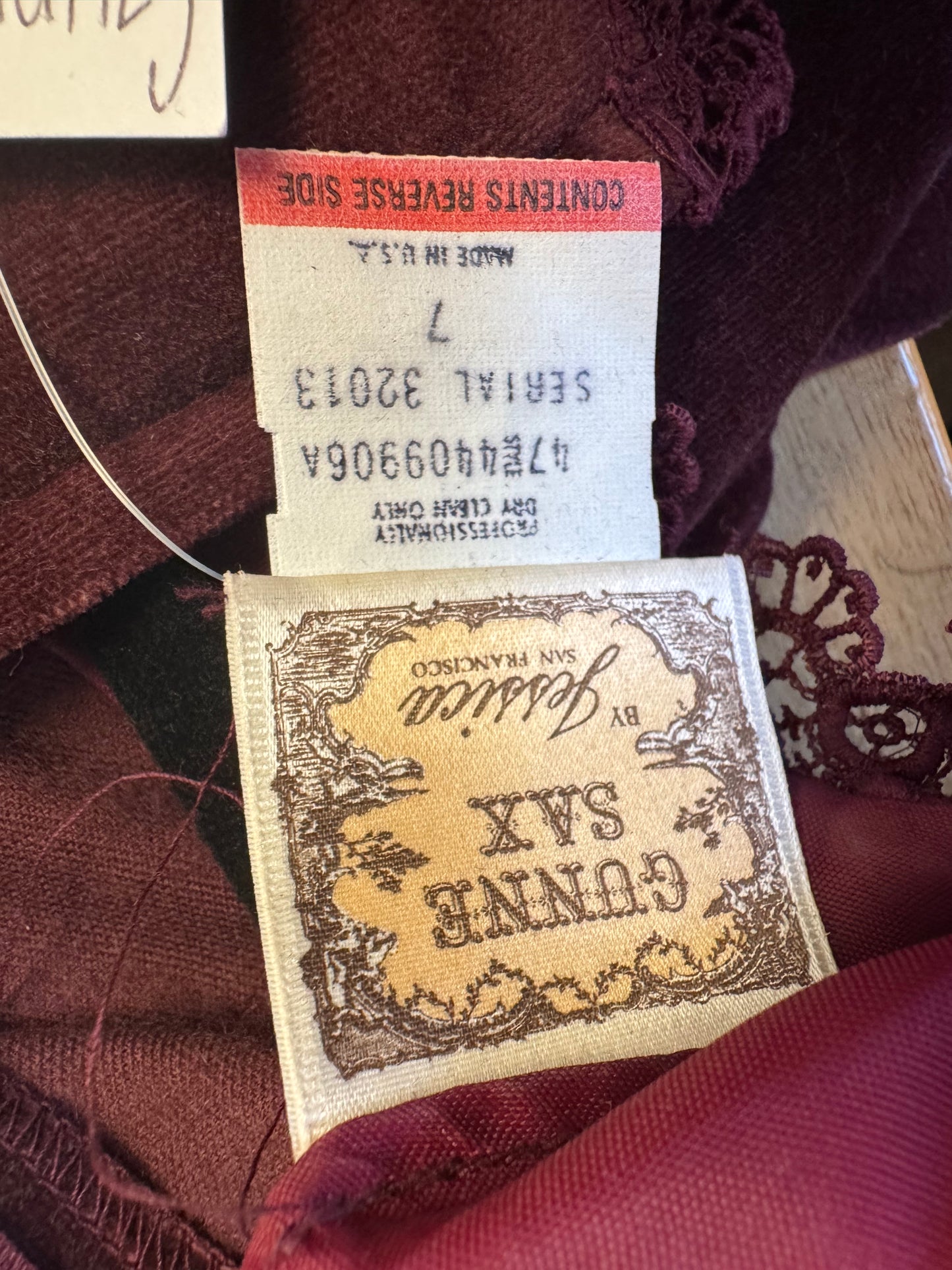 Vintage 70’s Burgundy Gunne Sax Dress, size s