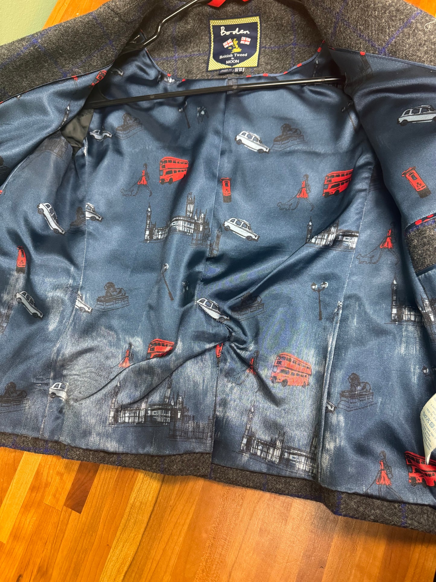 Boden Gray/Blue Wool Plaid Blazer, size 8p