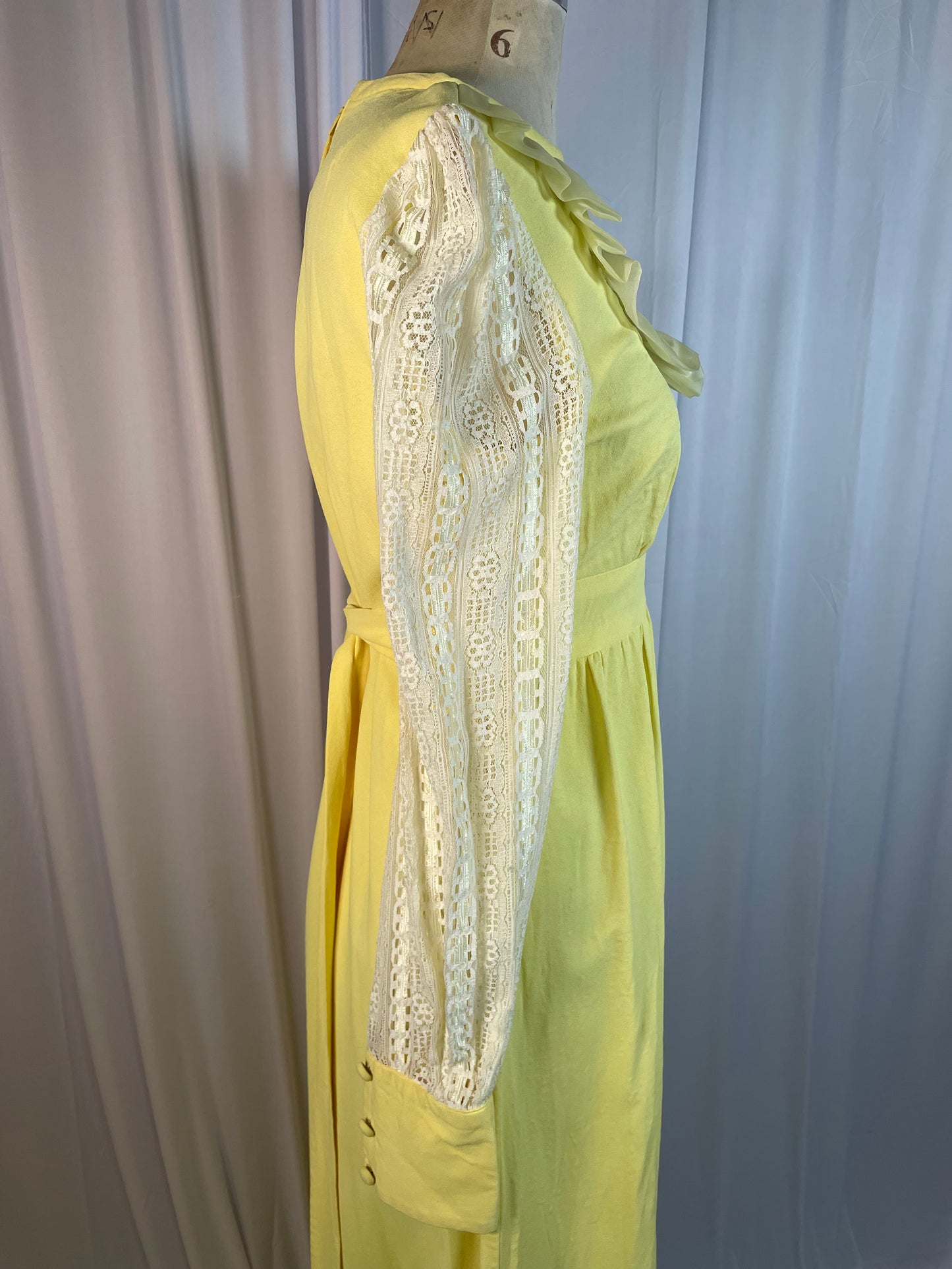 Vintage 70s Yellow Prairie-style Dress, size medium