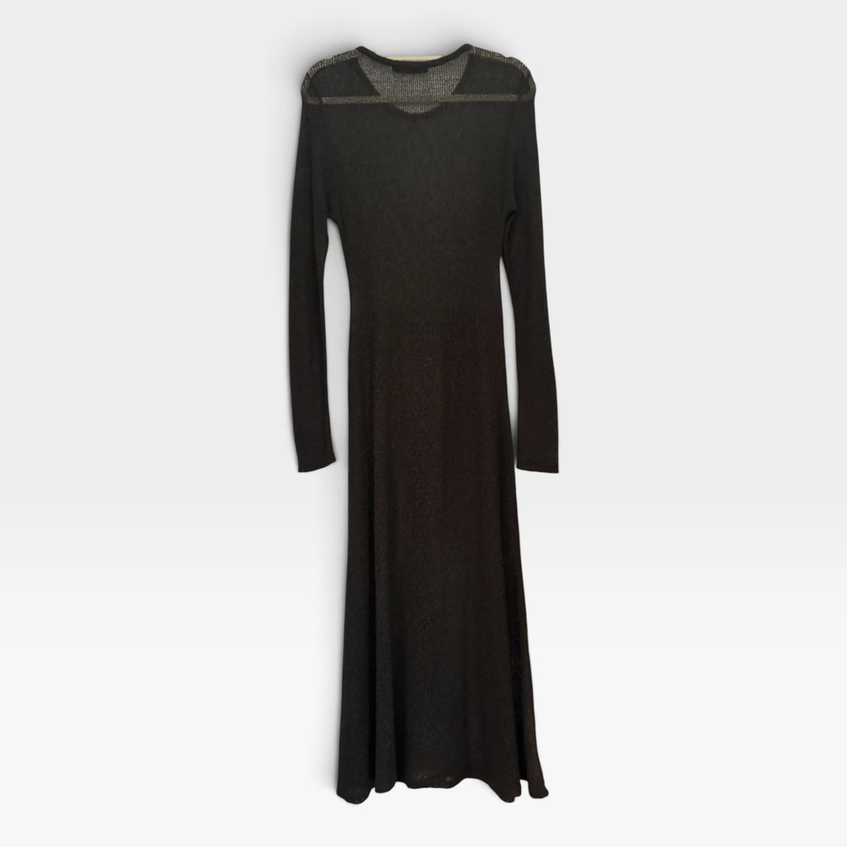 Vintage 90s / 2000s Stradivari Sheer Olive Green Knit Maxi Dress, Size S