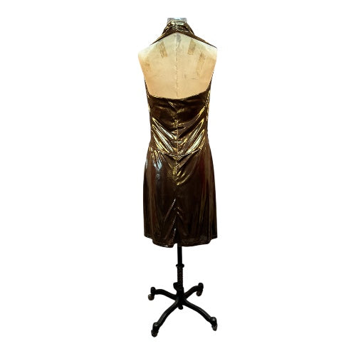70s Gold Halter La Voguette Dress, size small