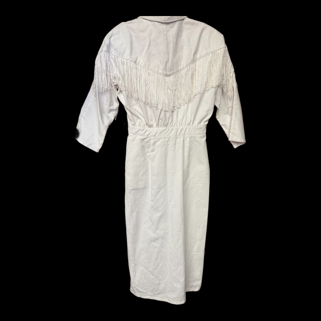 White Panhandle Slim Western Dress with Fringe