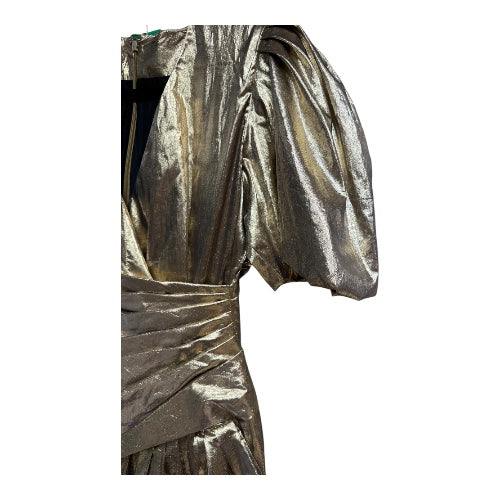 80’s Puff Sleeve Gold Cocktail Dress, size m