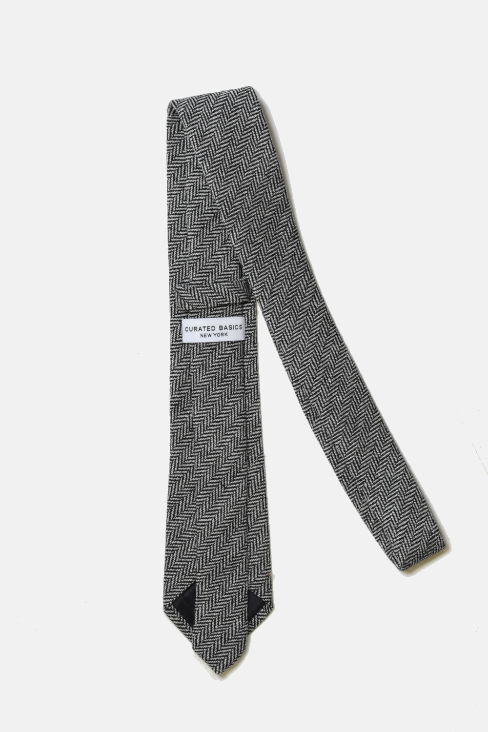 Grey and Black Herringbone Necktie - Men’s Tie From Curated Basics
