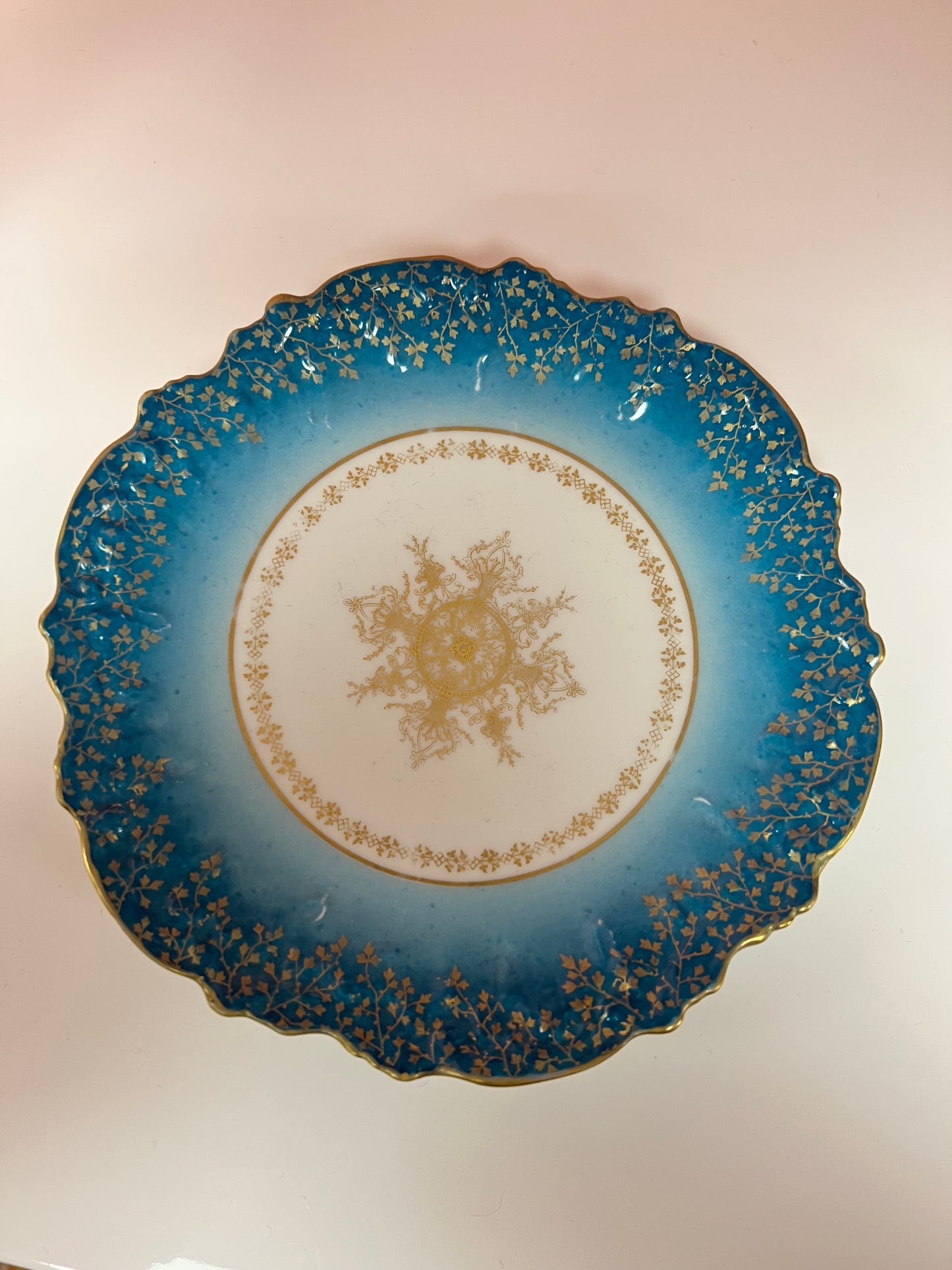 Limoges France Blue and Gold Trinket Dish