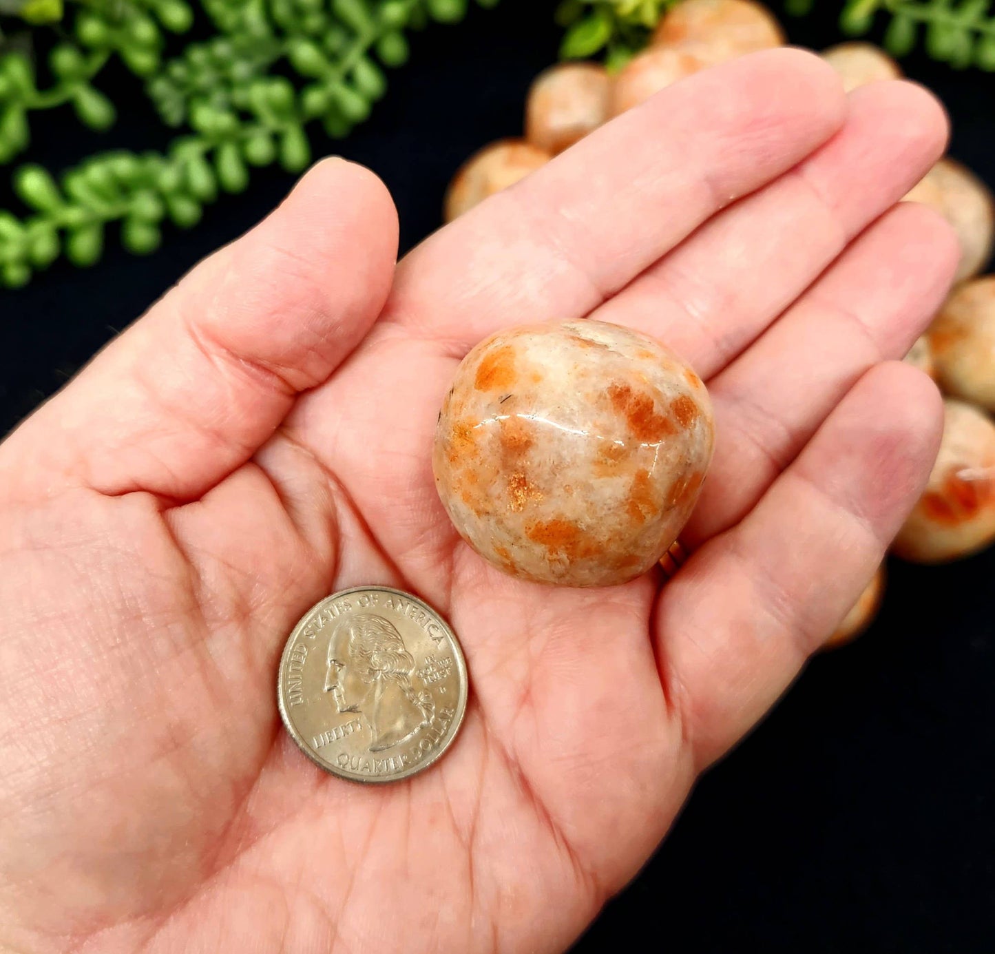 Sunstone Tumbled Stones for Joy/Leadership (+ Dirty Witch pouch)