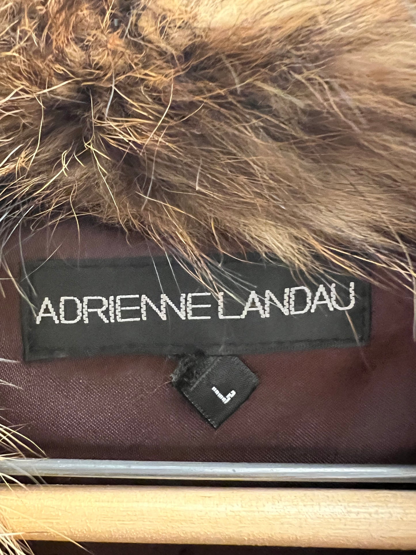 Adrienne Landau Leopard Print Rabbit/Raccoon Fur Coat - size L