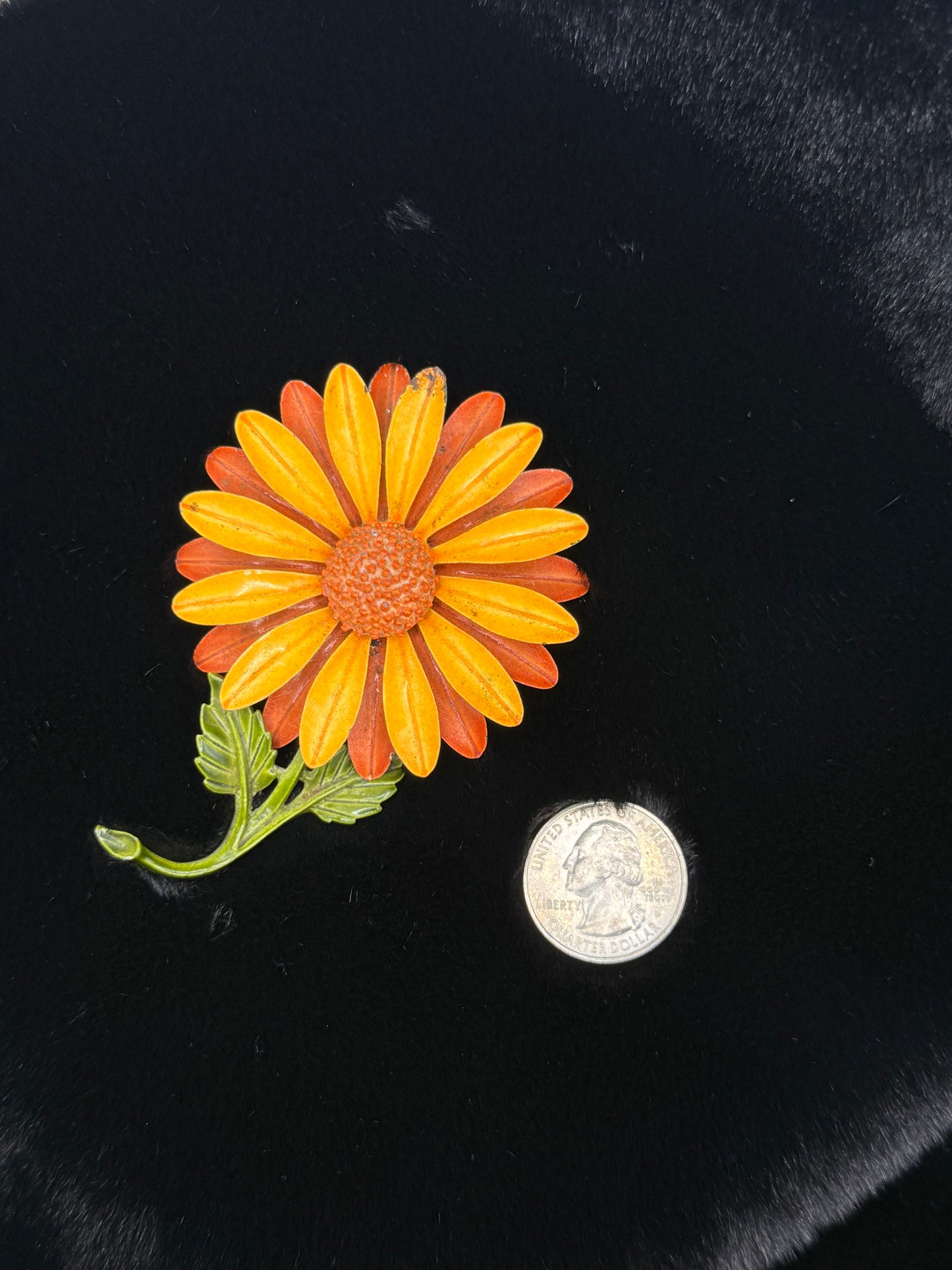 Orange/Yellow 60s Mod Daisy Pin