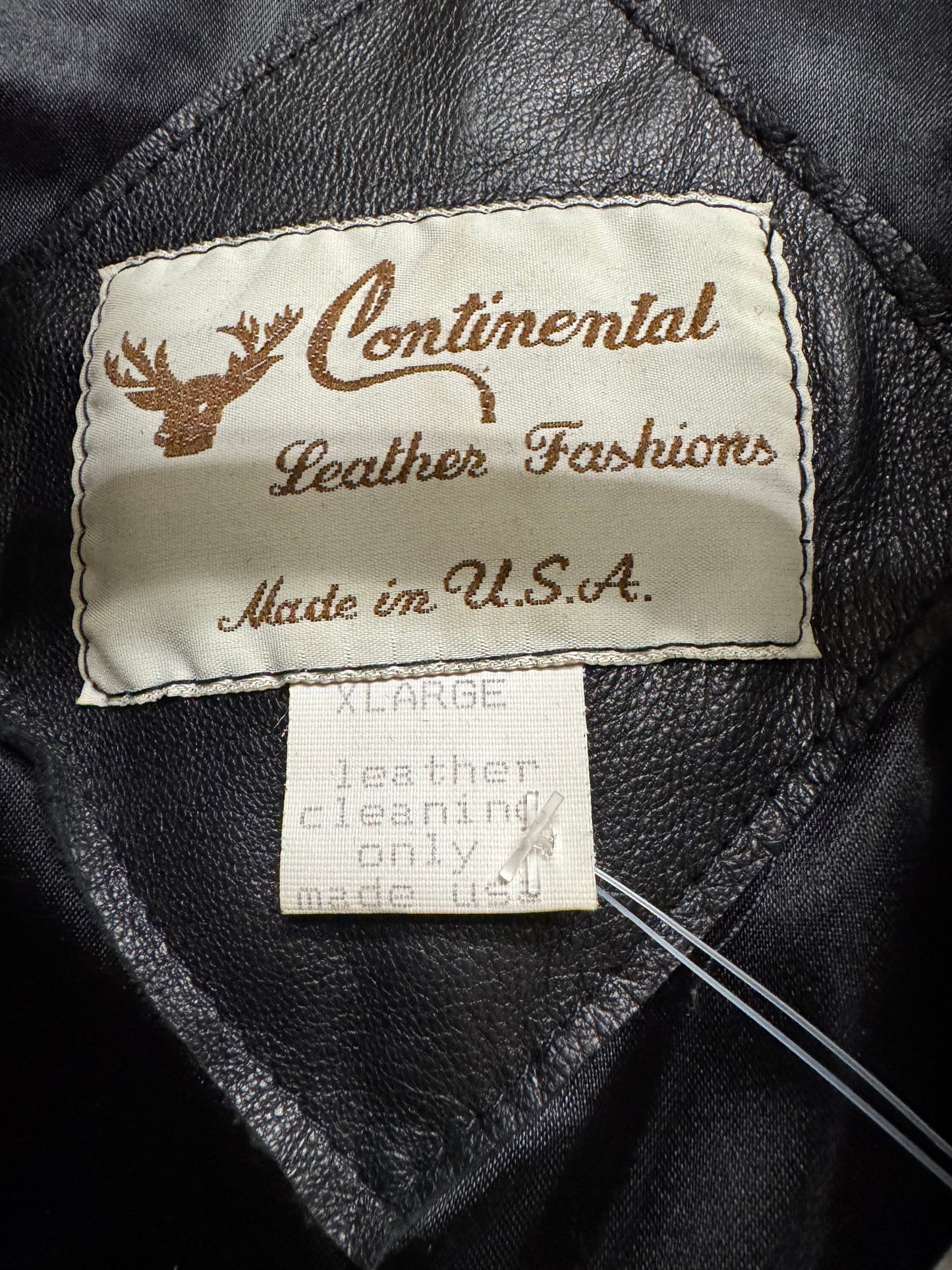 Soft Black Leather Beaded Vest, Continental Leather, size xl