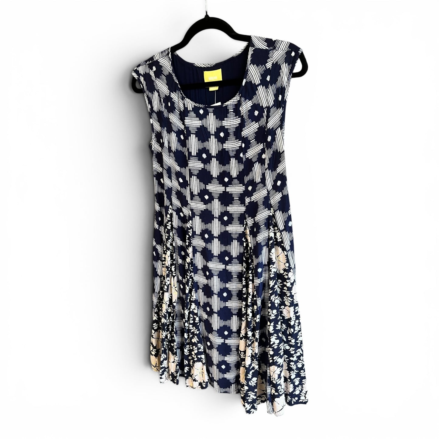 Anthropologie || Maeve Navy Blue Multi Pattern T-Shirt Dress, size xs