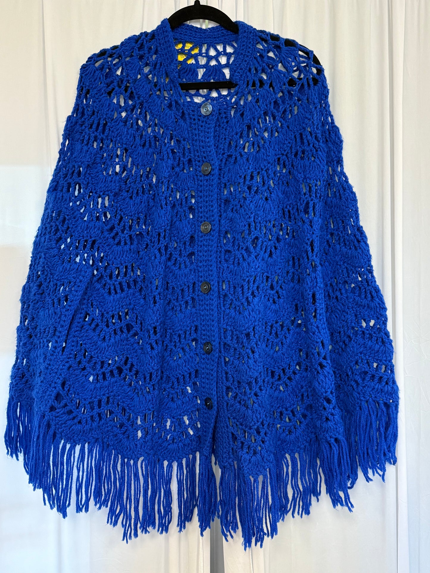 Vintage Blue Poncho - OS