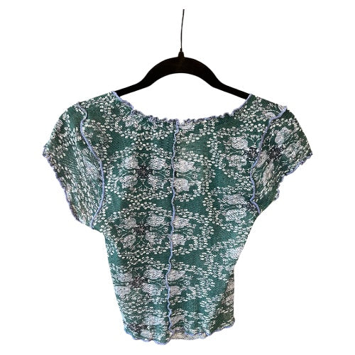 Free People Shear Mesh Floral Cropped Top, size xs