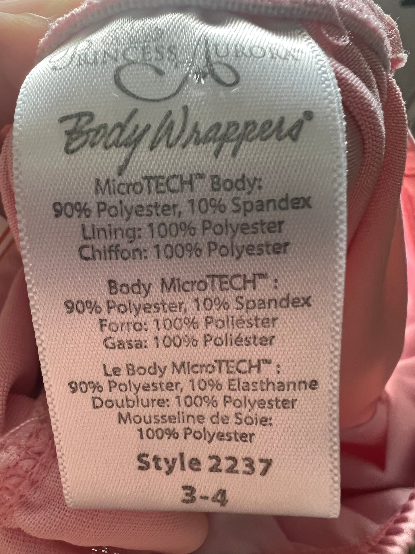 Pink Girls Body Wrappers Leotard size 3/4