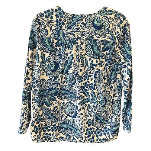 J. Crew Blue and White Floral Cotton Blouse, size s