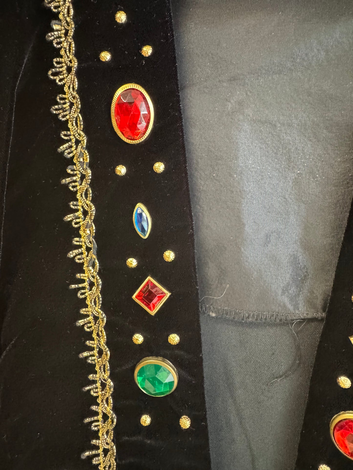 Vintage Black Velvet Blazer with Jewels, size medium
