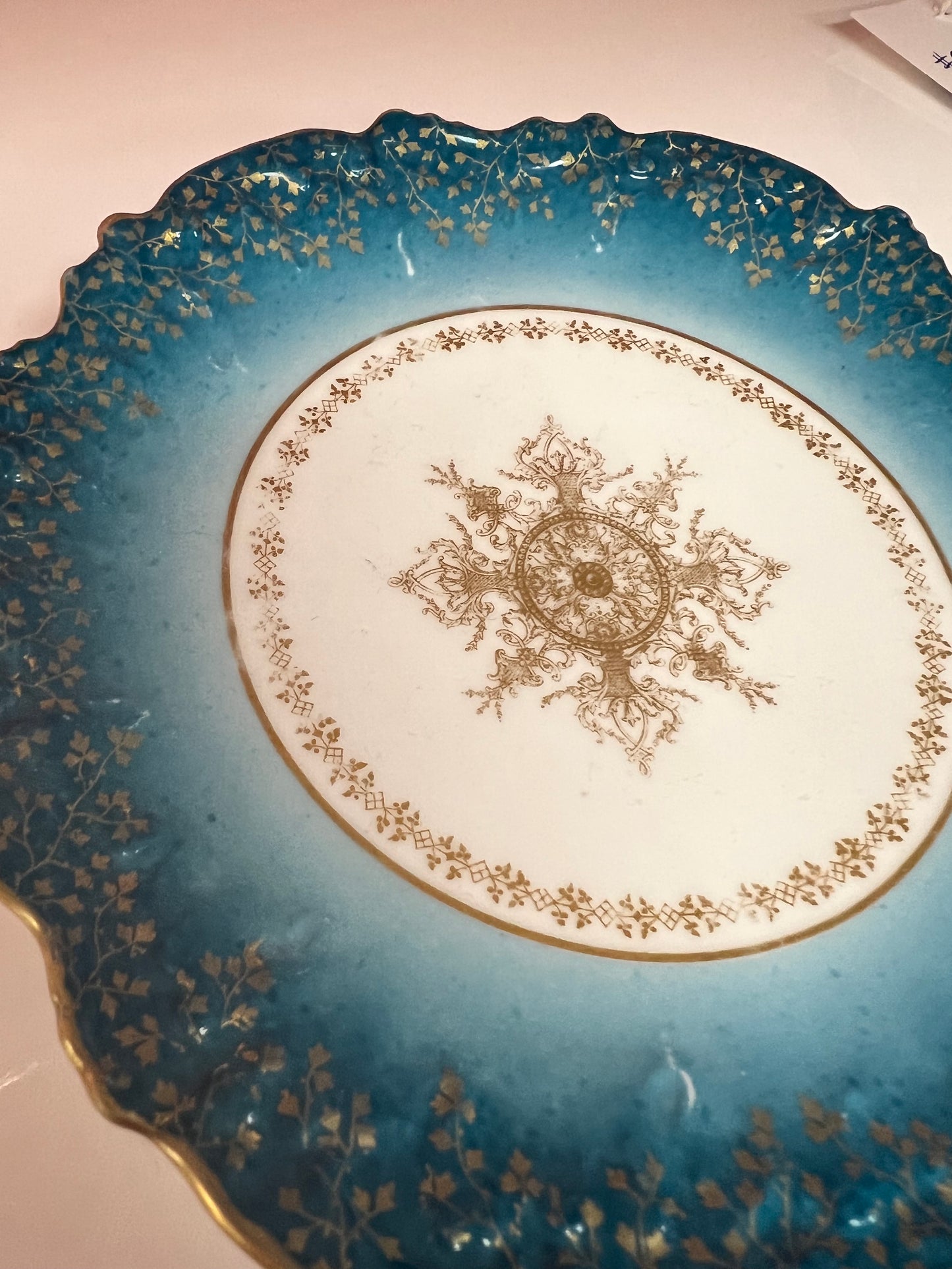 Limoges France Blue and Gold Trinket Dish
