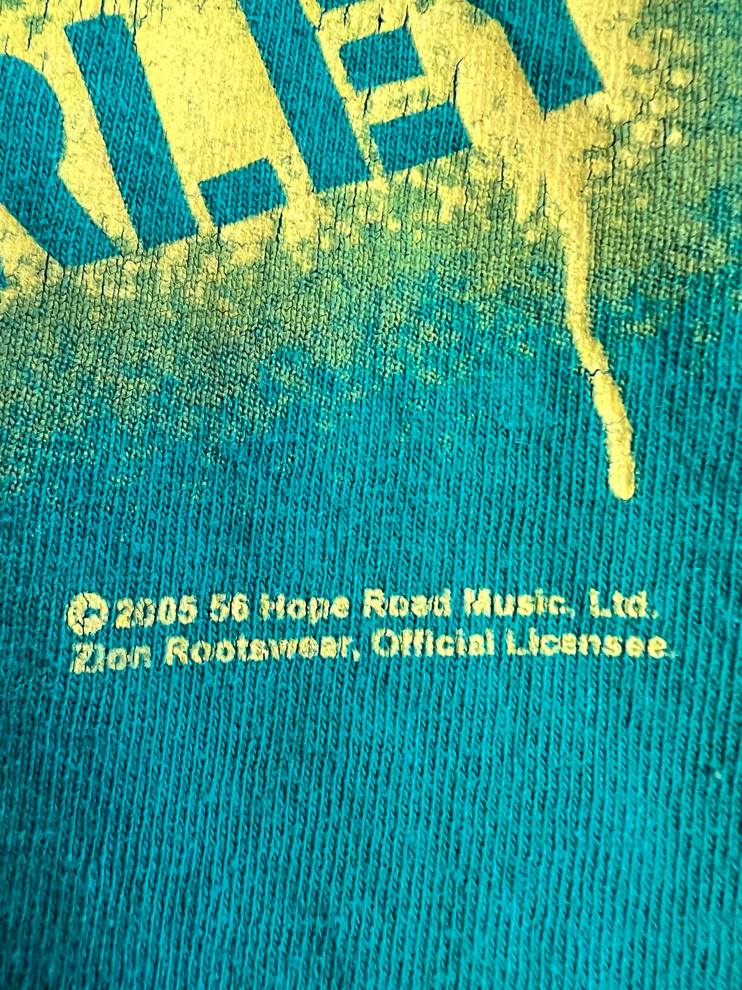 2005 Bob Marley Licensed Zion Rootswear Vintage Green/Yellow Tee size m