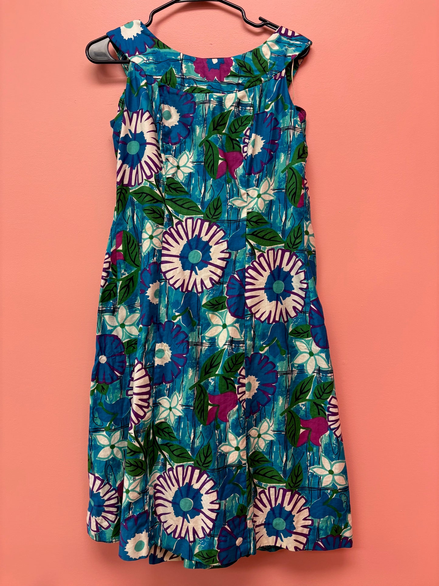 1960s Vintage Flower Print Dress