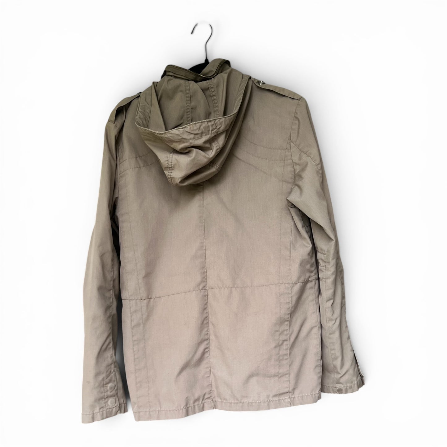 H&M Divided Men’s M-65 Military Field Jacket Hooded Utility Coat Beige Small