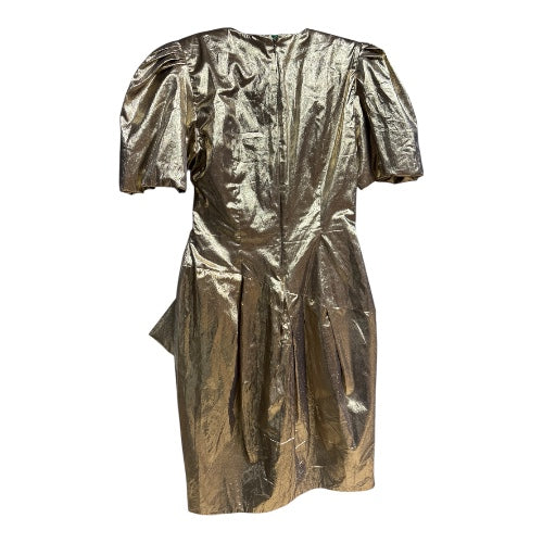 80’s Puff Sleeve Gold Cocktail Dress, size m