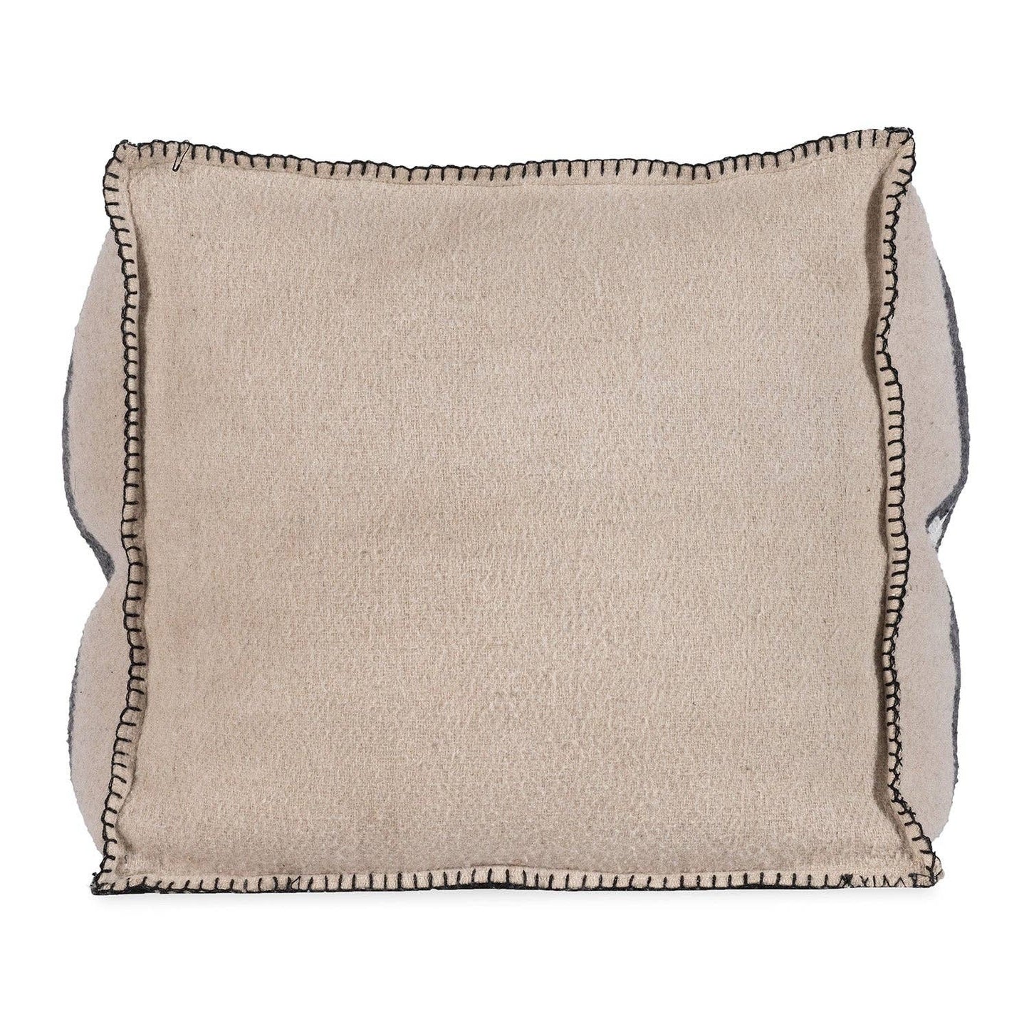 Swiss Army Pouf 18X18X18 Cream/Black — Stuffed With Upcycled Fabric Scrap!