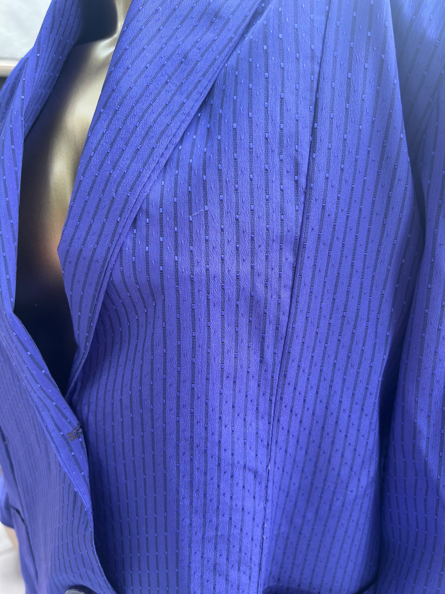 Vintage Purple Striped Single Button Blazer | Lightweight Boxy Crop Jacket, Size M/L