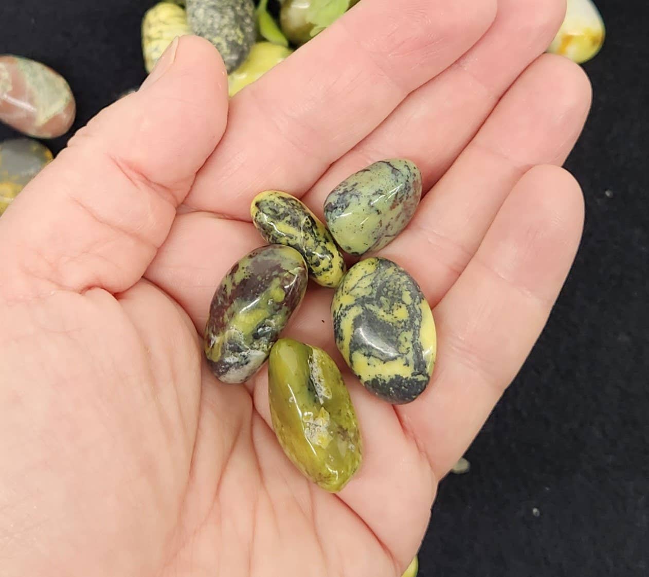 Serpentine Tumbled Stone for Transformation/Transition (+ Dirty Witch pouch)