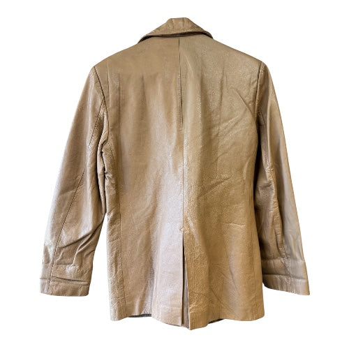 Vintage 70’s Tan Men’s Leather Jacket by Harilela’s Custom Tailors, xs