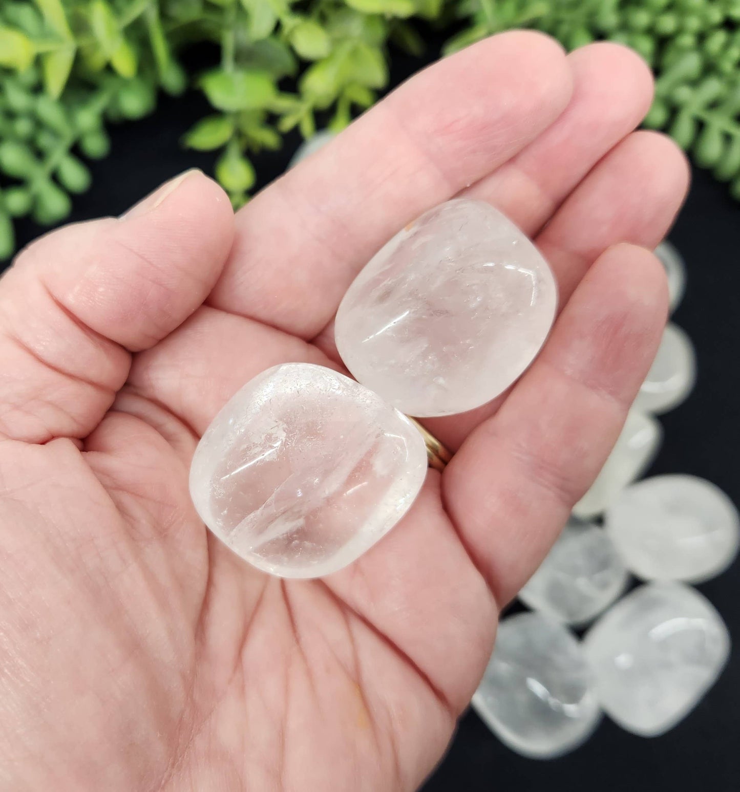 Clear Quartz Tumbled Stones for Clarity/Energy Healing (+ Dirty Witch pouch)