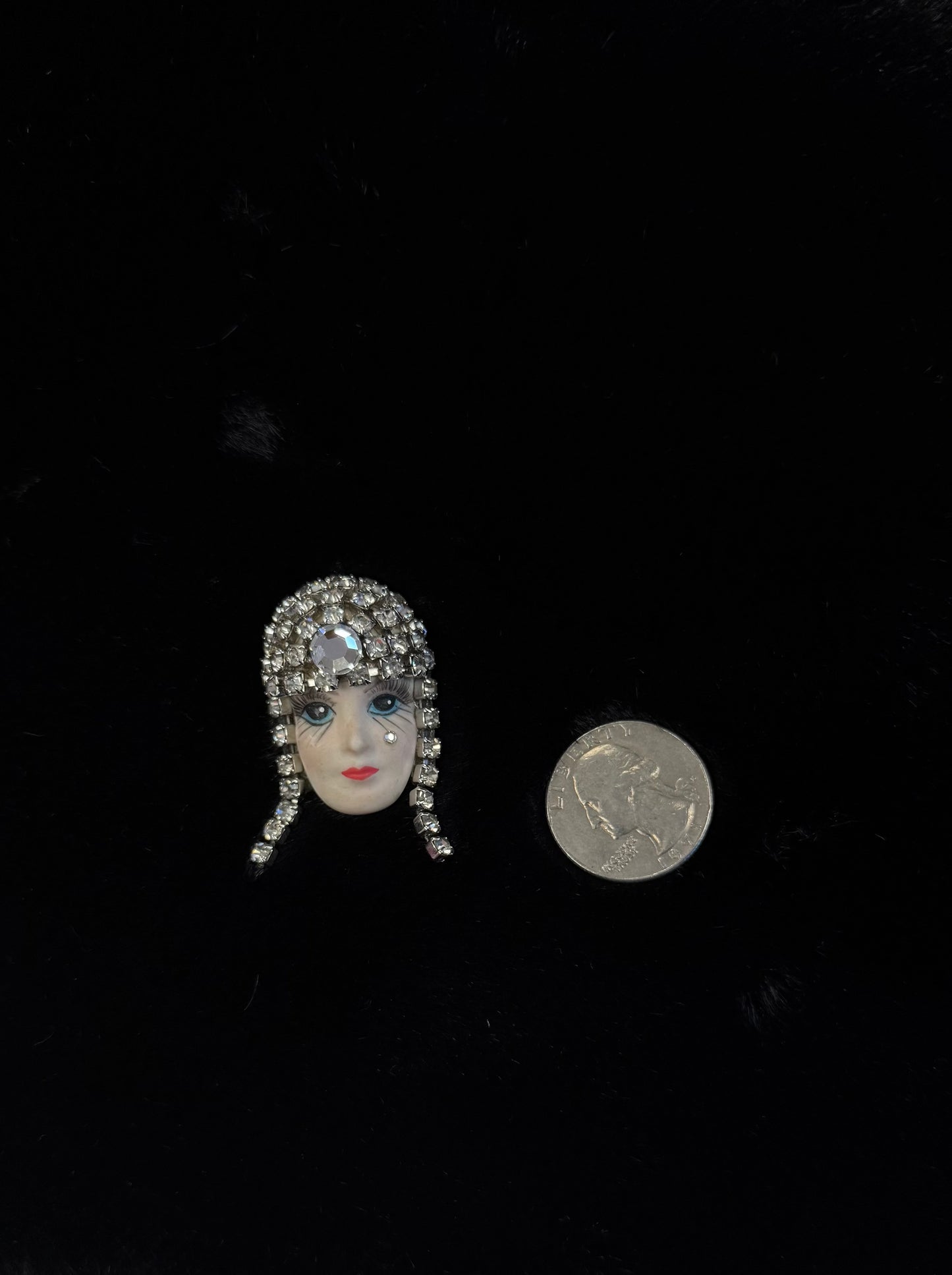 Vintage Flapper Girl Rhinestone Pin