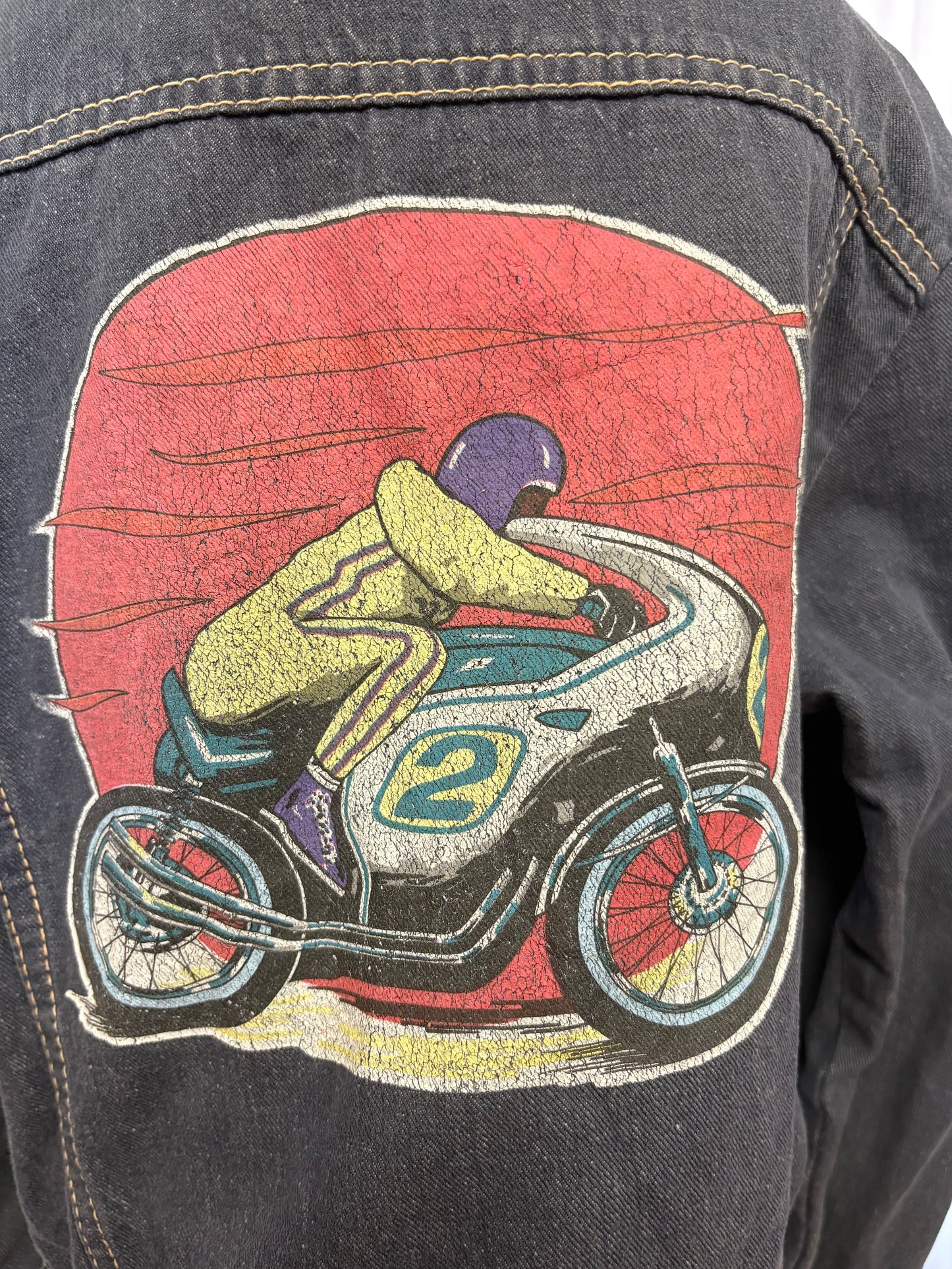 Vintage Kids Denim Jacket - Motorcycle Design