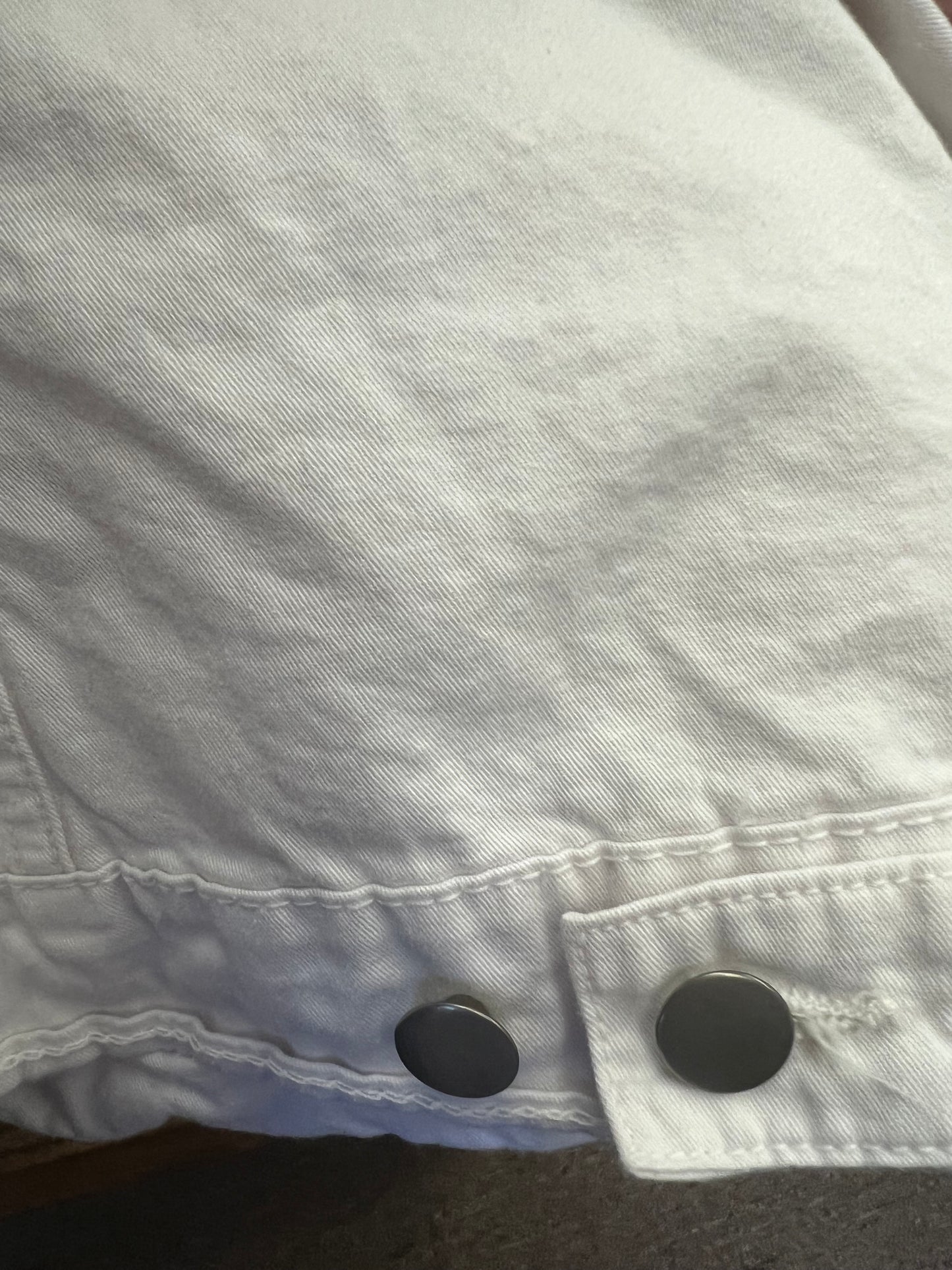 Vintage White Embroidered Jean Jacket, size L