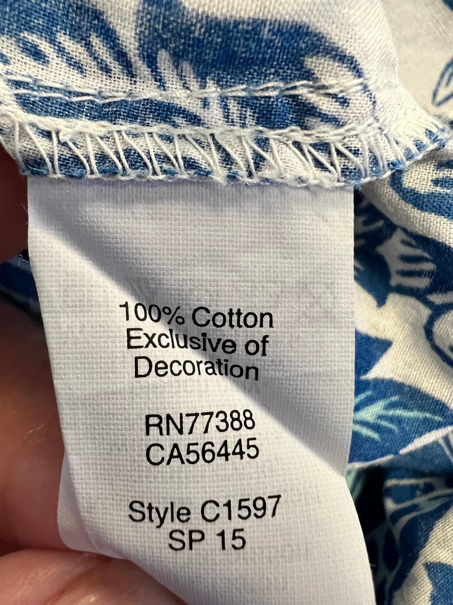J. Crew Blue and White Floral Cotton Blouse, size s