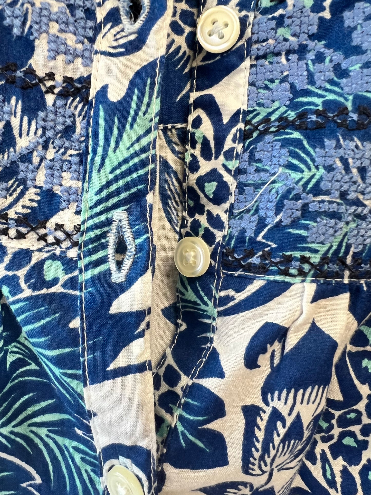 J. Crew Blue and White Floral Cotton Blouse, size s