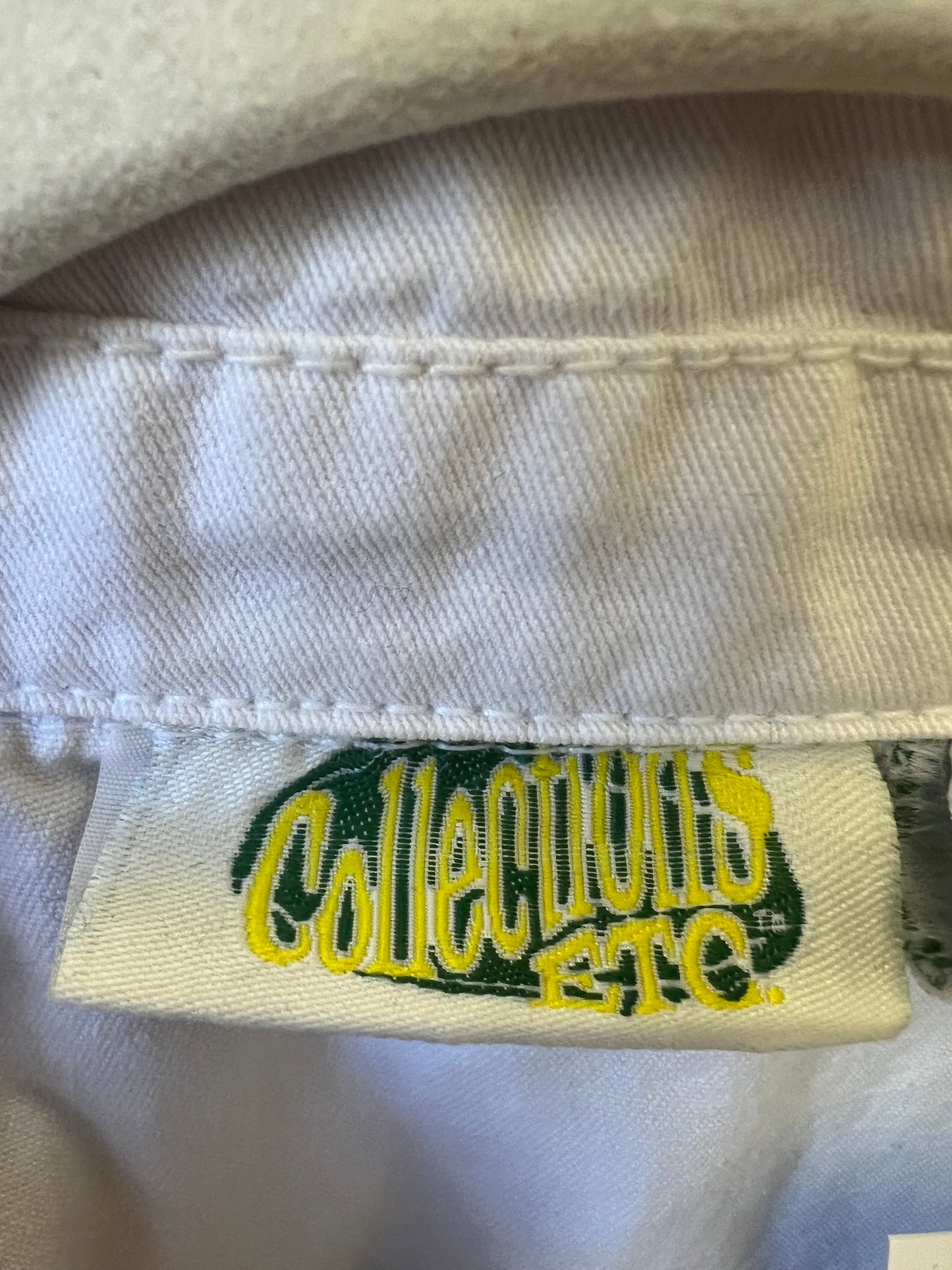 Vintage White Embroidered Jean Jacket, size L