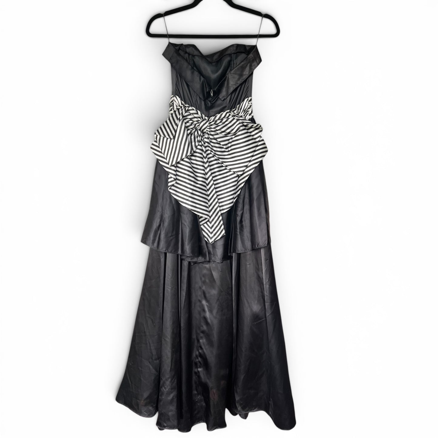 Vintage 80s Gunne Sax Jessica McClintock Black Strapless Prom Dress, Size XS