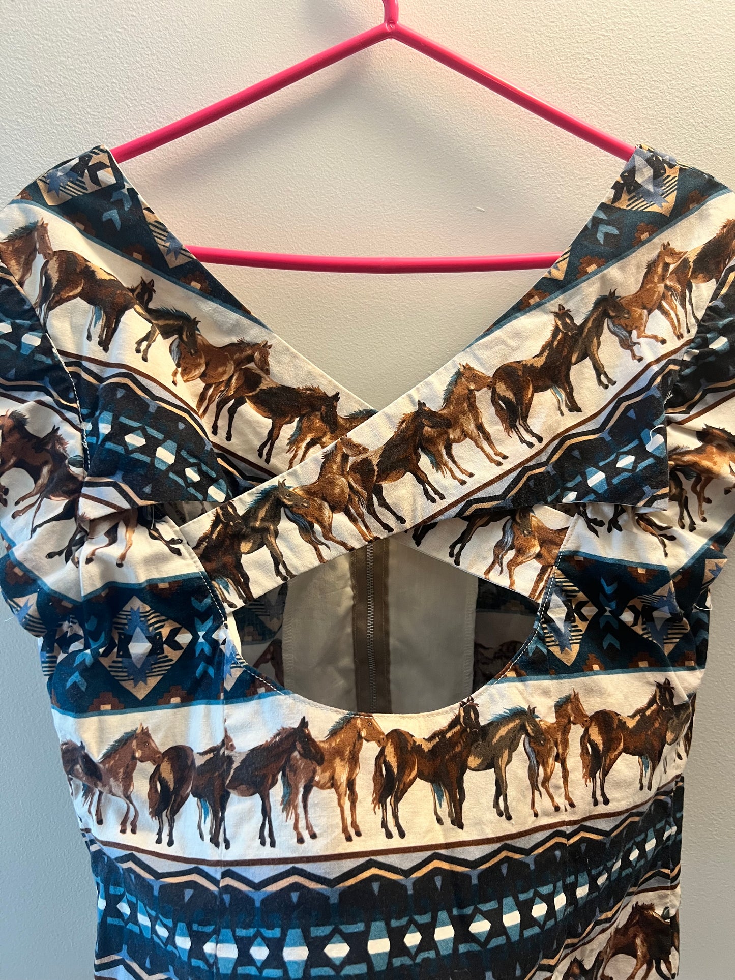 Western/Equestrian Print Crisscross Back Top