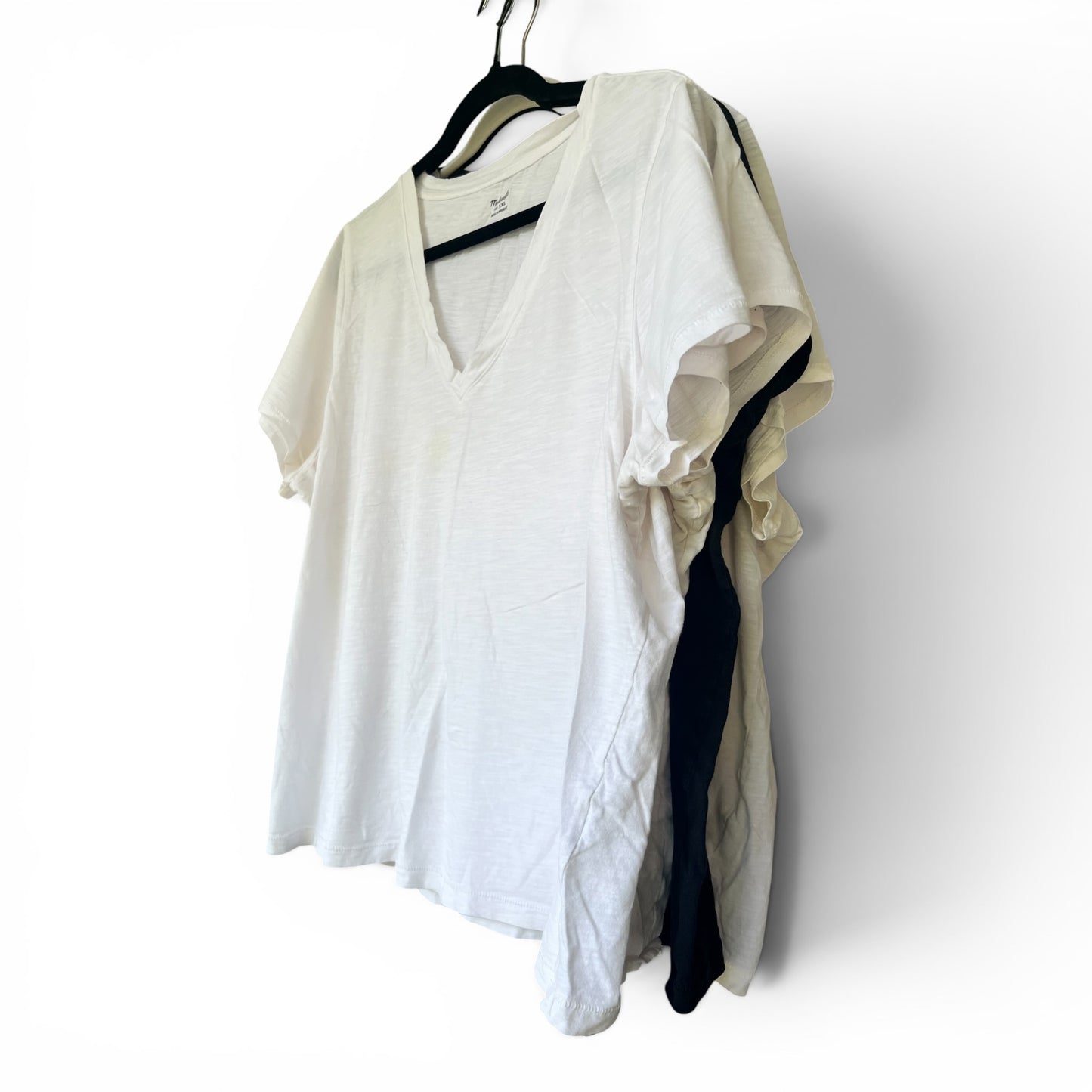 Bundle of 4 Madewell V-Neck T-shirts, Well-Loved, White & Black, XXL